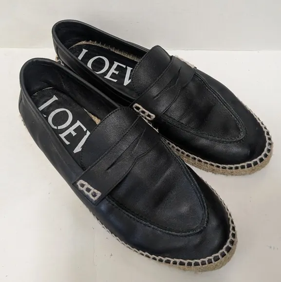 Loewe women’s loafer espadrilles Size Eur 40 black leather