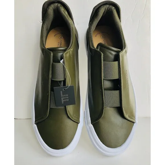London Fog Men's Francis Low Slip On Athletic Sneakers Casual Dark Olive Size 9M