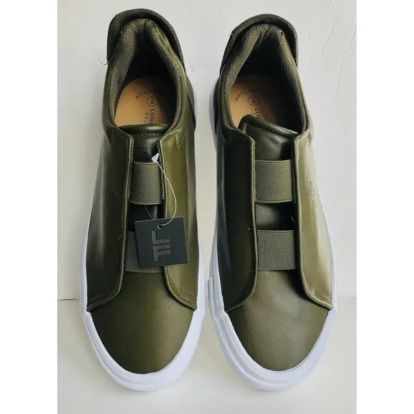 London Fog Men's Francis Low Slip On Athletic Sneakers Casual Dark Olive Size 9M