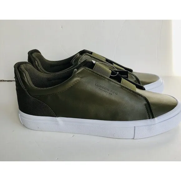 London Fog Men's Francis Low Slip On Athletic Sneakers Casual Dark Olive Size 9M