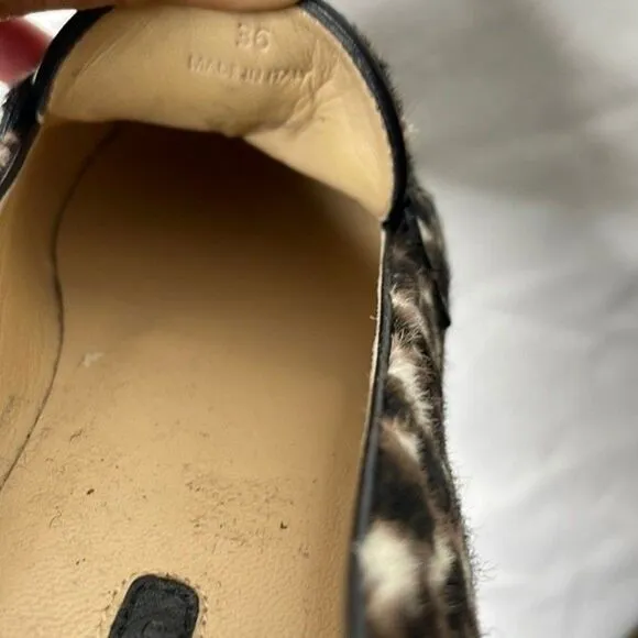 Longchamp Loafers Womens Size 36 Le Pliage Heritage Calf Hair Slip On