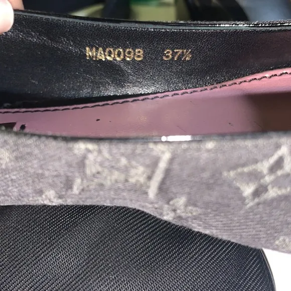 LOUIS VUITTONDenim Monogram Ballerina Flats 37.5 Monogram bow Mini lin