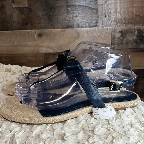 Louise Et Cie Adrean Leather Thong Jute Bow Sandals Size 8.5 Blue