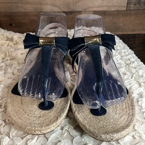 Louise Et Cie Adrean Leather Thong Jute Bow Sandals Size 8.5 Blue