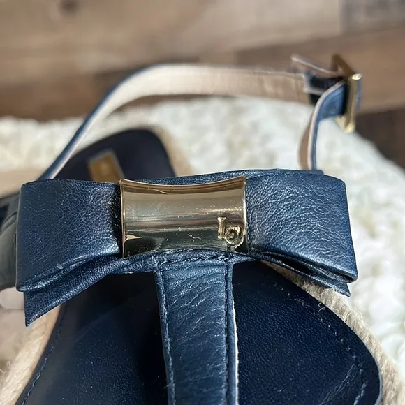 Louise Et Cie Adrean Leather Thong Jute Bow Sandals Size 8.5 Blue