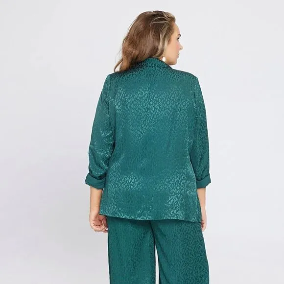 L*Space Green Bennytt Viscose Blazer Ultramarine Emerald Green Leopard Print 6