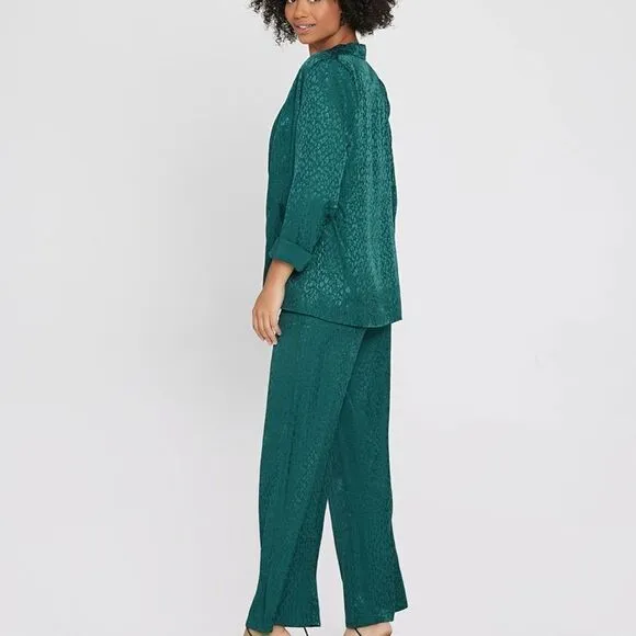 L*Space Green Bennytt Viscose Blazer Ultramarine Emerald Green Leopard Print 6