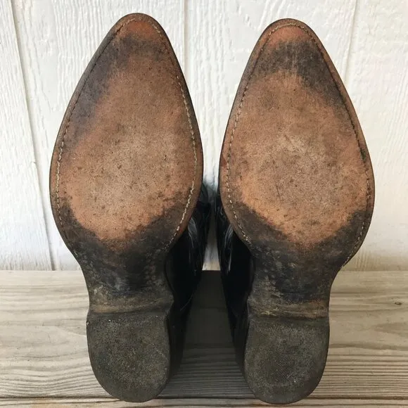 Lucchese Mens Black Goatskin Leather Western Dress Boots 8.5 D L151524 USA