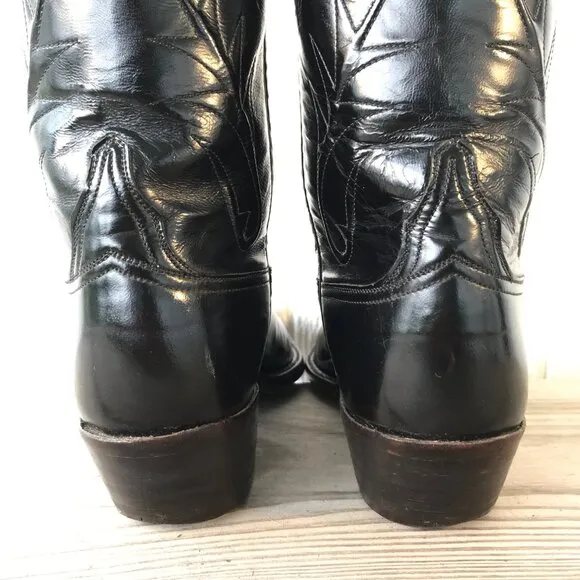 Lucchese Mens Black Goatskin Leather Western Dress Boots 8.5 D L151524 USA