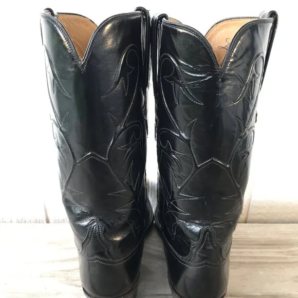 Lucchese Mens Black Goatskin Leather Western Dress Boots 8.5 D L151524 USA