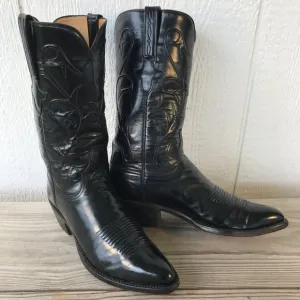Lucchese Mens Black Goatskin Leather Western Dress Boots 8.5 D L151524 USA