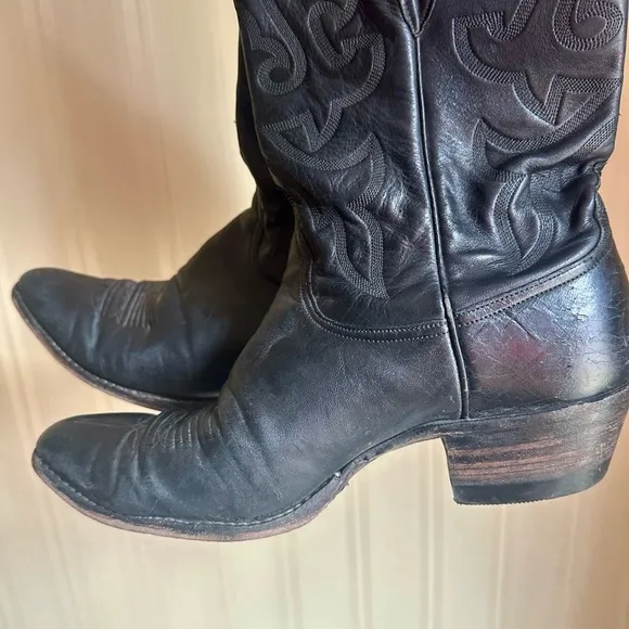 lucchese • vintage cowboy boots black leather designer western footwear