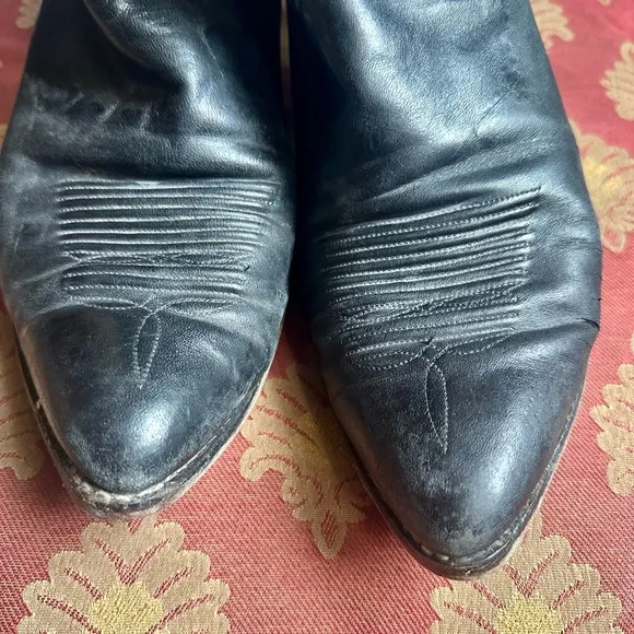 lucchese • vintage cowboy boots black leather designer western footwear