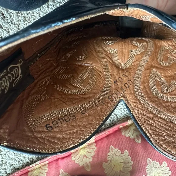 lucchese • vintage cowboy boots black leather designer western footwear
