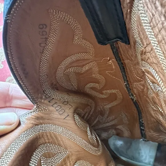 lucchese • vintage cowboy boots black leather designer western footwear