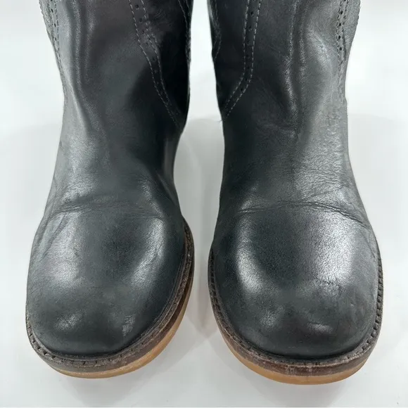 Lucky brand Andrea knee high boots size 6 36 black leather moto biker biker