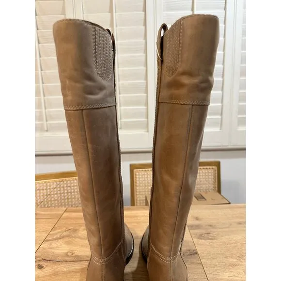 Lucky Brand Hybiscus Extra Wide Calf Riding Boots Light Grey Size 8 NWT Leather