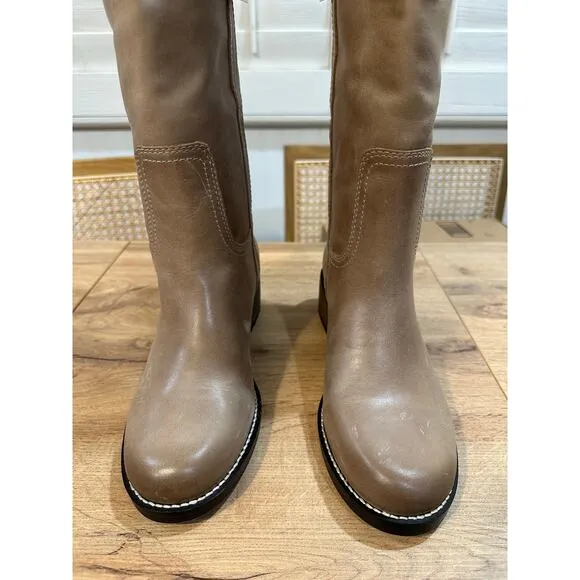 Lucky Brand Hybiscus Extra Wide Calf Riding Boots Light Grey Size 8 NWT Leather