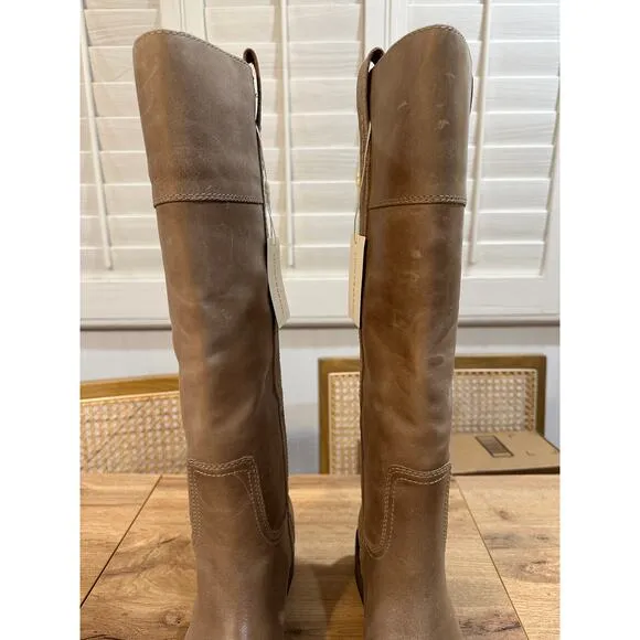 Lucky Brand Hybiscus Extra Wide Calf Riding Boots Light Grey Size 8 NWT Leather