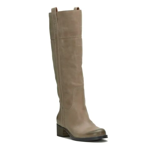 Lucky Brand Hybiscus Extra Wide Calf Riding Boots Light Grey Size 8 NWT Leather