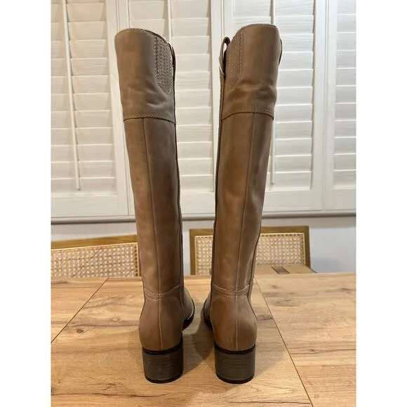 Lucky Brand Hybiscus Extra Wide Calf Riding Boots Light Grey Size 8 NWT Leather
