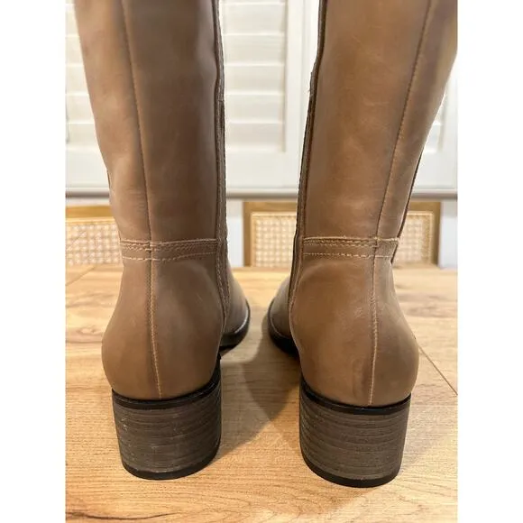 Lucky Brand Hybiscus Extra Wide Calf Riding Boots Light Grey Size 8 NWT Leather