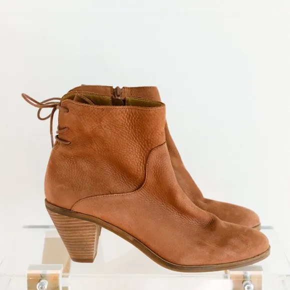 Lucky Brand Jalie Tie Women's 11 Brown Soft Leather Boots Zipper