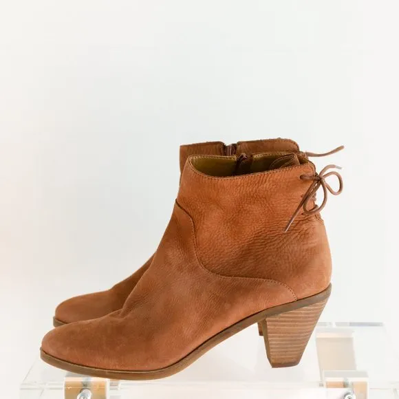 Lucky Brand Jalie Tie Women's 11 Brown Soft Leather Boots Zipper