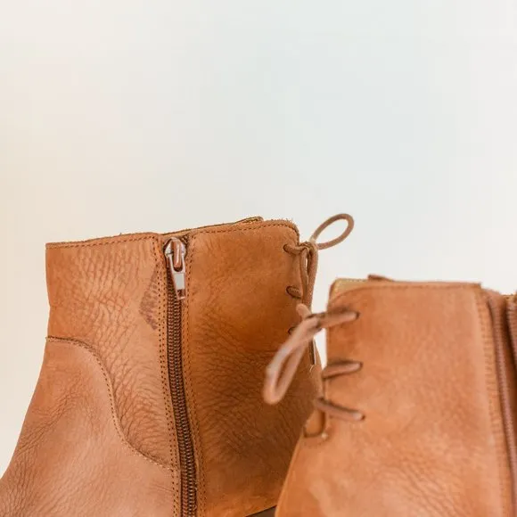 Lucky Brand Jalie Tie Women's 11 Brown Soft Leather Boots Zipper