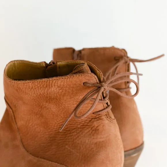 Lucky Brand Jalie Tie Women's 11 Brown Soft Leather Boots Zipper