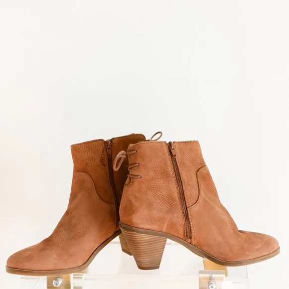 Lucky Brand Jalie Tie Women's 11 Brown Soft Leather Boots Zipper