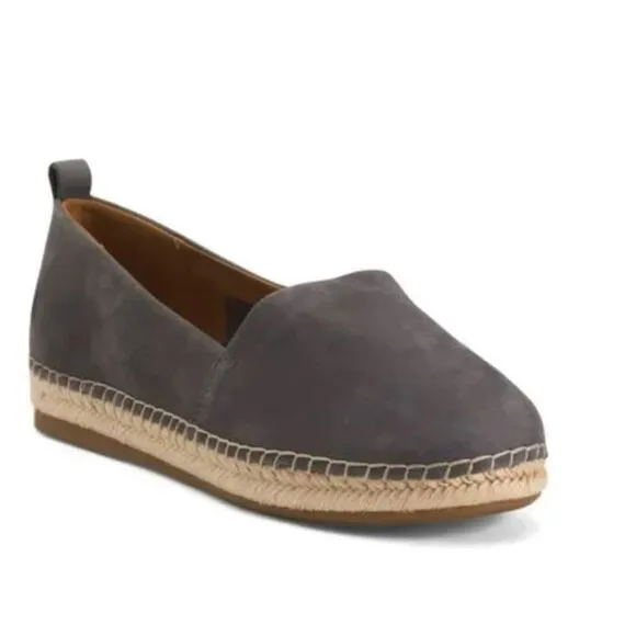 Lucky Brand Loretto Genuine Leather Espadrilles Sz 8.5 Flats Suede Blue Slip On