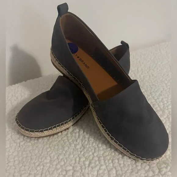 Lucky Brand Loretto Genuine Leather Espadrilles Sz 8.5 Flats Suede Blue Slip On