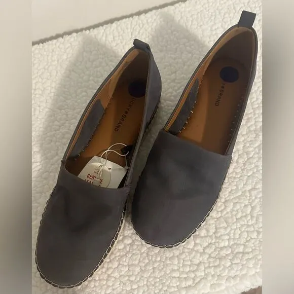 Lucky Brand Loretto Genuine Leather Espadrilles Sz 8.5 Flats Suede Blue Slip On