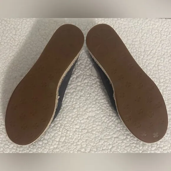 Lucky Brand Loretto Genuine Leather Espadrilles Sz 8.5 Flats Suede Blue Slip On