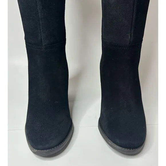 Lucky Brand Women's Bonnay Wide Calf Knee-High  Boots Black Suede Size 7M
