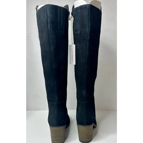 Lucky Brand Women's Bonnay Wide Calf Knee-High  Boots Black Suede Size 7M