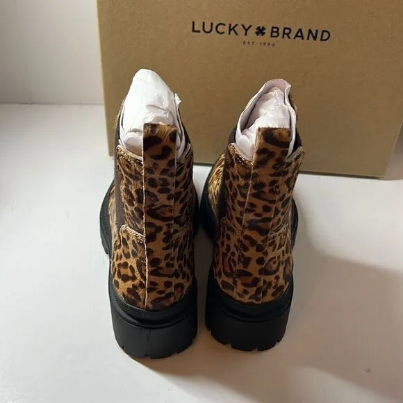 Lucky Brand Emali Lug Sole Animal Print Ankle Boots size 5M