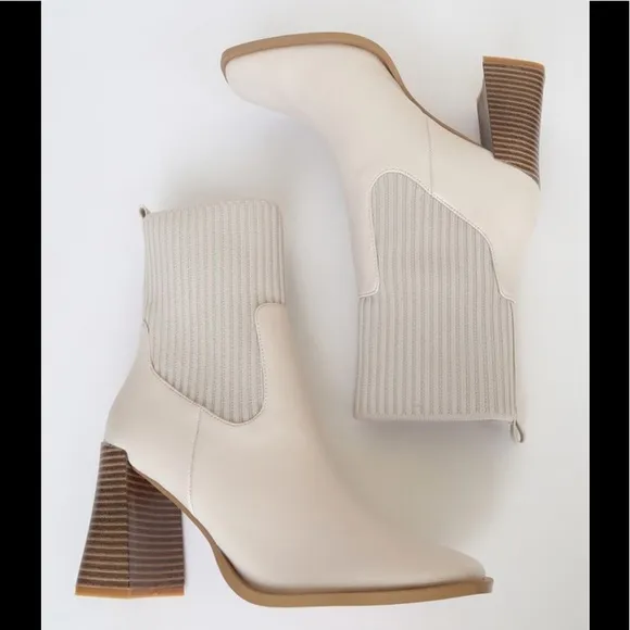 Lulus mid calf sweater boots square toe 6.5