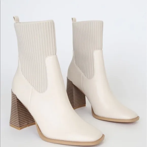 Lulus mid calf sweater boots square toe 6.5