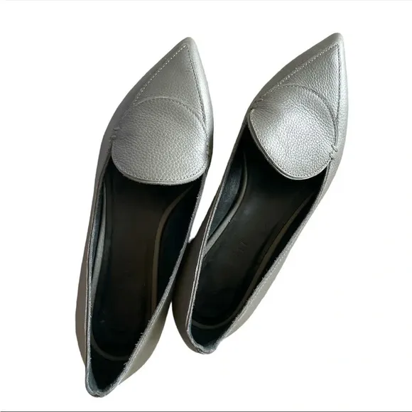 M. GEMÍ Stellato pointy toe gray leather minimalist women’s Italy flats 38.5