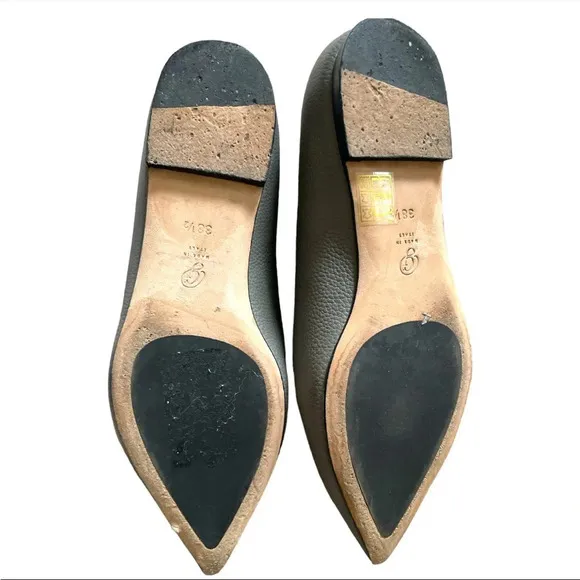 M. GEMÍ Stellato pointy toe gray leather minimalist women’s Italy flats 38.5