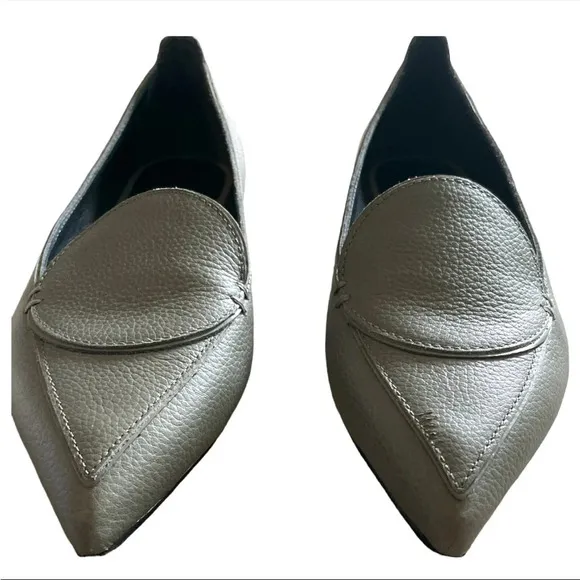 M. GEMÍ Stellato pointy toe gray leather minimalist women’s Italy flats 38.5