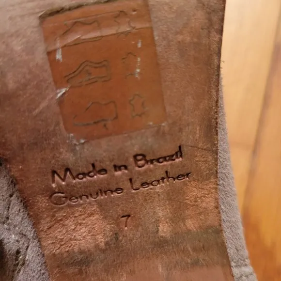 Madewell 7 Tan Brown Suede Booties Ankle Boots Zip Up Heels BILLIE