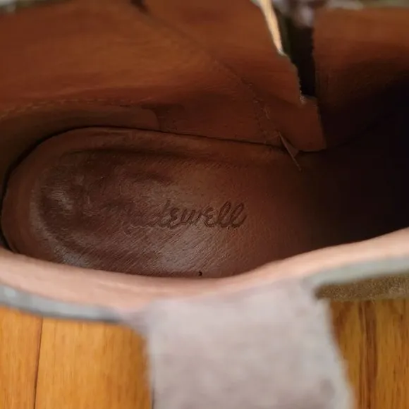 Madewell 7 Tan Brown Suede Booties Ankle Boots Zip Up Heels BILLIE