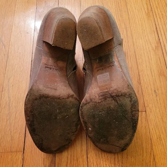 Madewell 7 Tan Brown Suede Booties Ankle Boots Zip Up Heels BILLIE