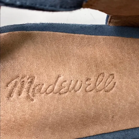 Madewell ‘April’ Blue Suede Ankle-Wrap Flats Size 9.5