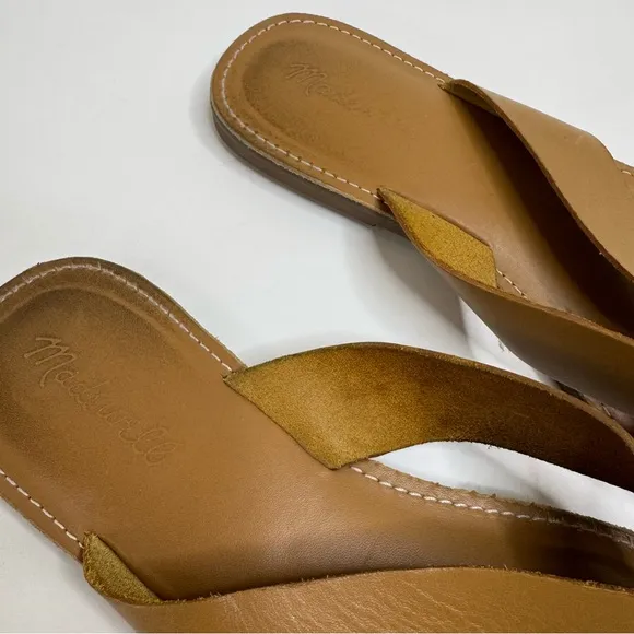 Madewell Boardwalk Thong Tan Leather Flip Flop Sandals