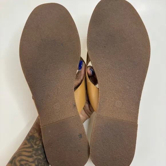 Madewell Boardwalk Thong Tan Leather Flip Flop Sandals