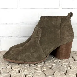 Madewell Brenner Tan Suede Stacked Wooden Heel Ankle Boots 9.5
